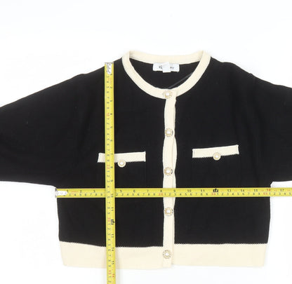 Womens UK Size S Wild Flower Black Cardigan Jumper