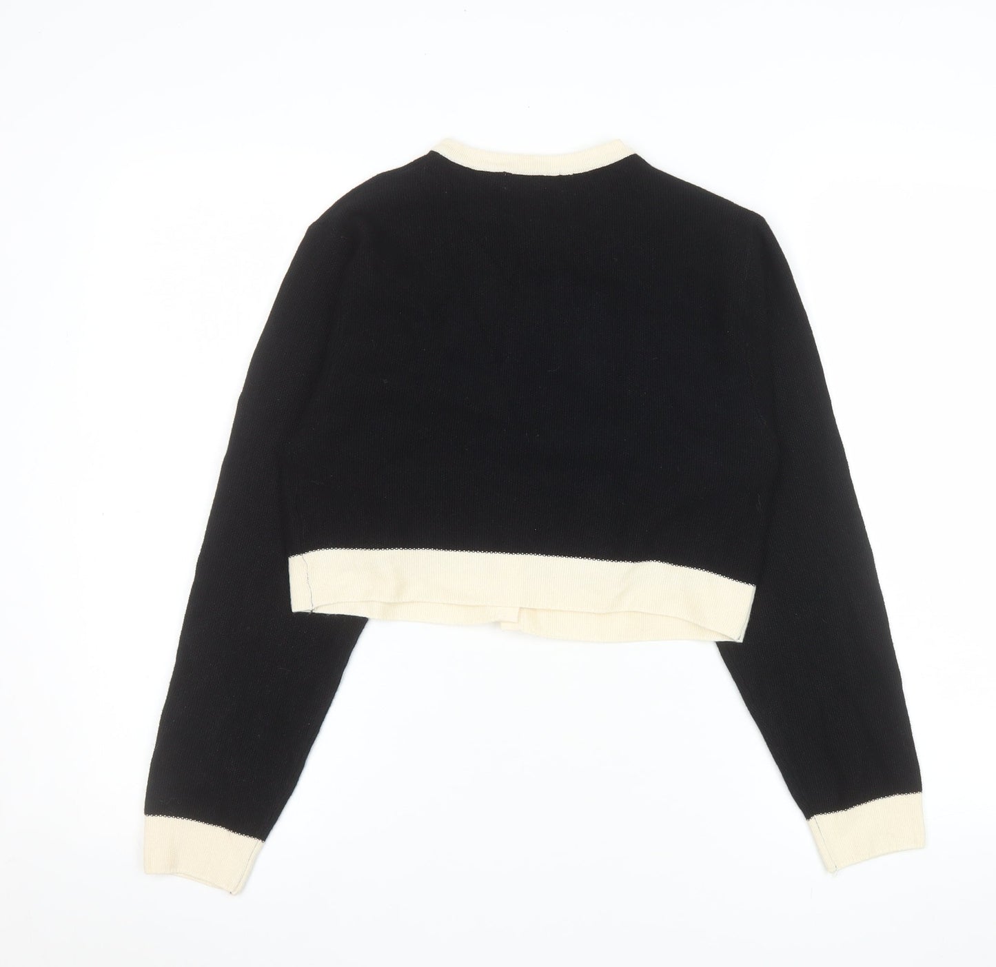 Womens UK Size S Wild Flower Black Cardigan Jumper