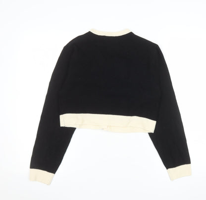 Womens UK Size S Wild Flower Black Cardigan Jumper