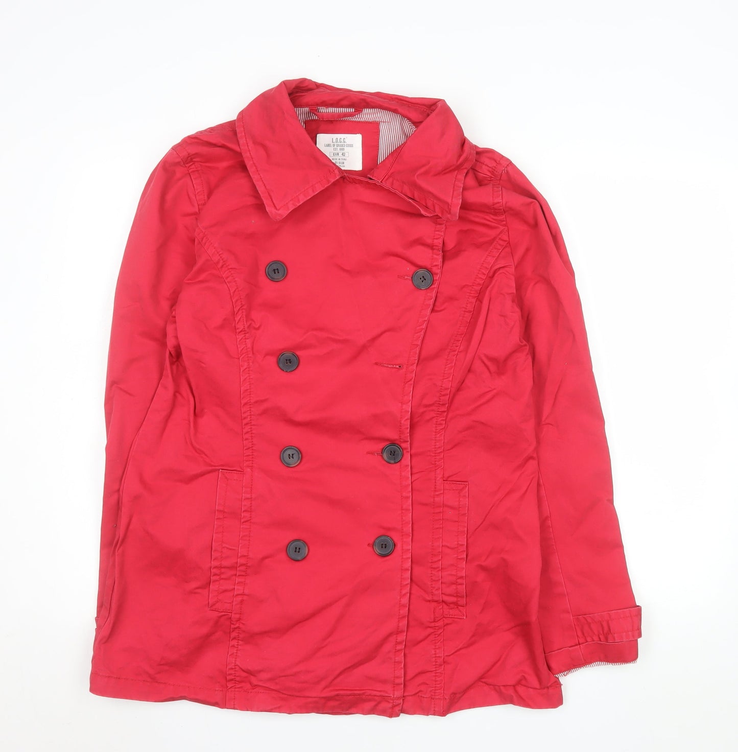 Womens UK Size 14 H&M Red Pea Coat