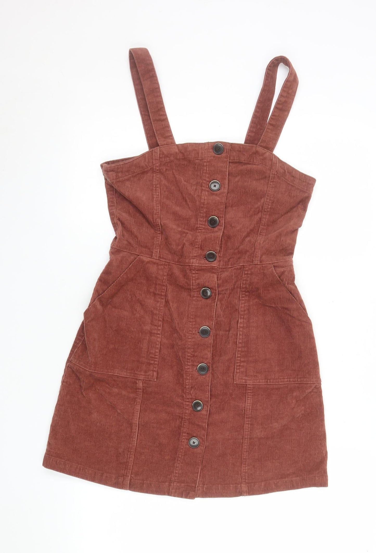 Denim Co. Women Brown Corduroy Pinafore Dress Size 10
