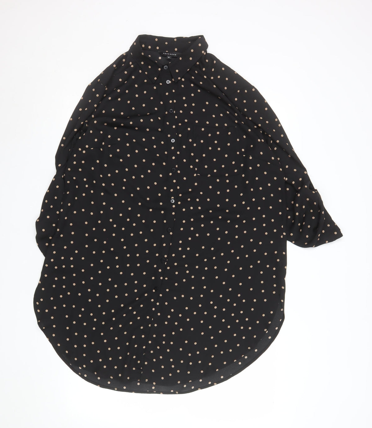 Womens UK Size 18 Peacocks Black Blouse Button-Up
