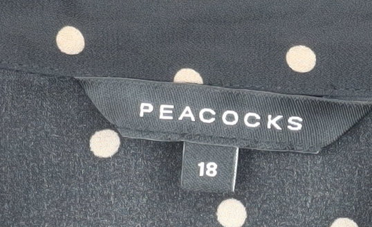 Womens UK Size 18 Peacocks Black Blouse Button-Up