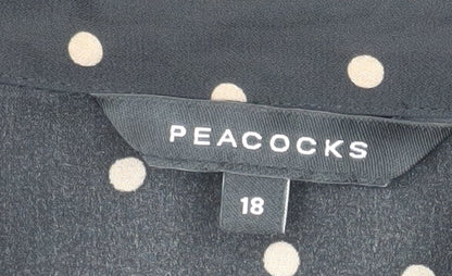Womens UK Size 18 Peacocks Black Blouse Button-Up