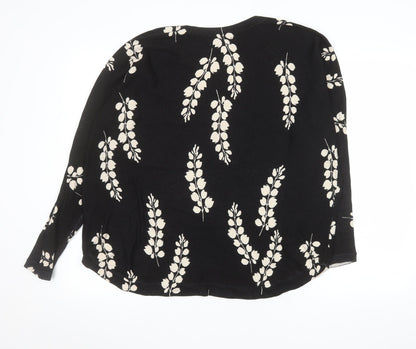 Marks and Spencer Women Black Floral Long Sleeve Tunic Top Size 16