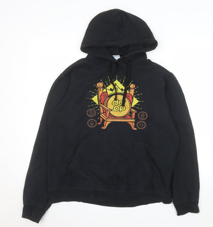 Mens UK Size M Port & Company Black Pullover Hoodie