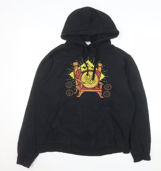 Mens UK Size M Port & Company Black Pullover Hoodie