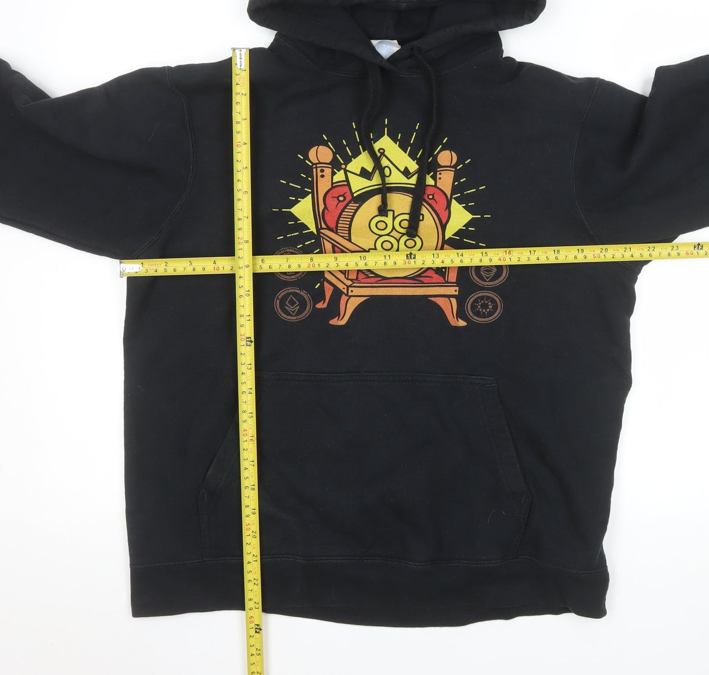 Mens UK Size M Port & Company Black Pullover Hoodie