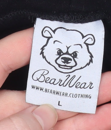 Mens UK Size L Bear Wear Black Pullover Hoodie