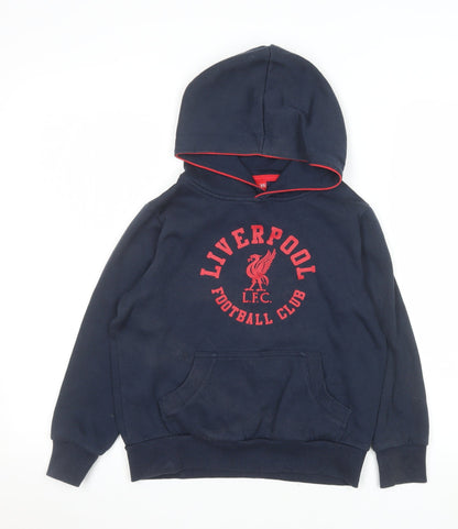 Liverpool FC Boys Navy Hoodie 8-9 Years Pullover Hooded Sweatshirt