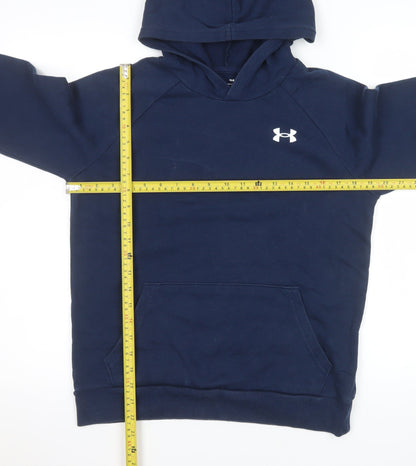 Under Armour Boys Navy Hoodie YLG Loose Fit Cotton Blend Pullover