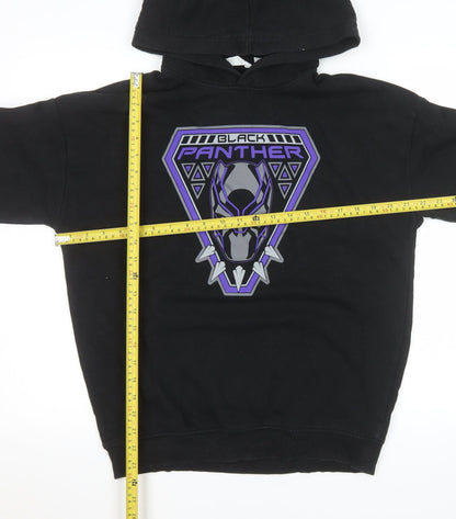 H&M Boys Black Panther Hoodie 14 Years Black Pullover Fleece Marvel
