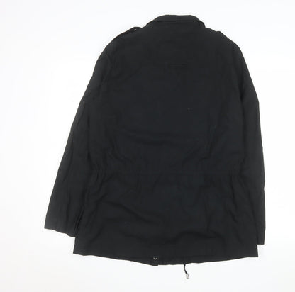 Zara Women's Black Parka Jacket Size 12 Mid-Length Casual