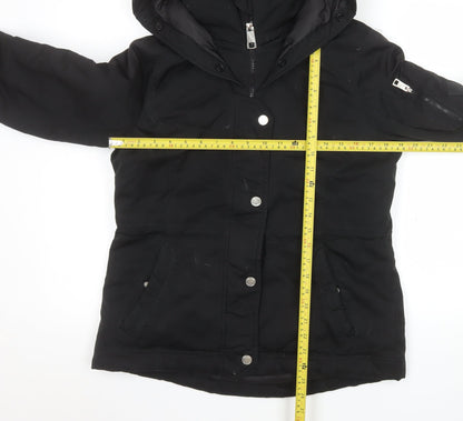 Hollister Women Black M Hooded Puffer Jacket Down Winter Coat