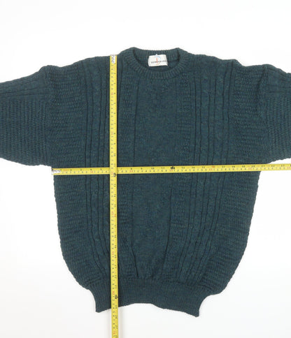 Debenhams Men’s Green Wool Cable-Knit Crew Neck Jumper L