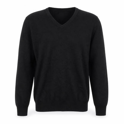 Next Men's Black L V-Neck Cotton Jumper Casual Knitwear