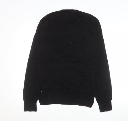 Next Men's Black L V-Neck Cotton Jumper Casual Knitwear