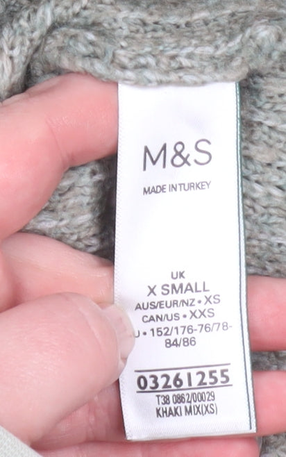 Womens UK Size XS Marks and Spencer Green Pullover Jumper