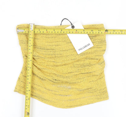 Womens UK Size S Pull&Bear Yellow Camisole Tank