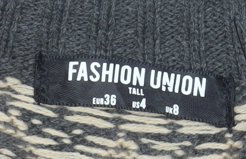 Womens UK Size 8 Fashion Union Grey Pullover Jumper