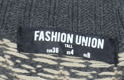 Womens UK Size 8 Fashion Union Grey Pullover Jumper