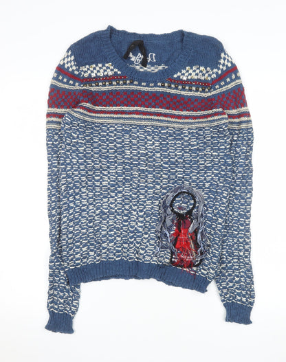 Womens UK Size 8 Desigual Blue Pullover Jumper