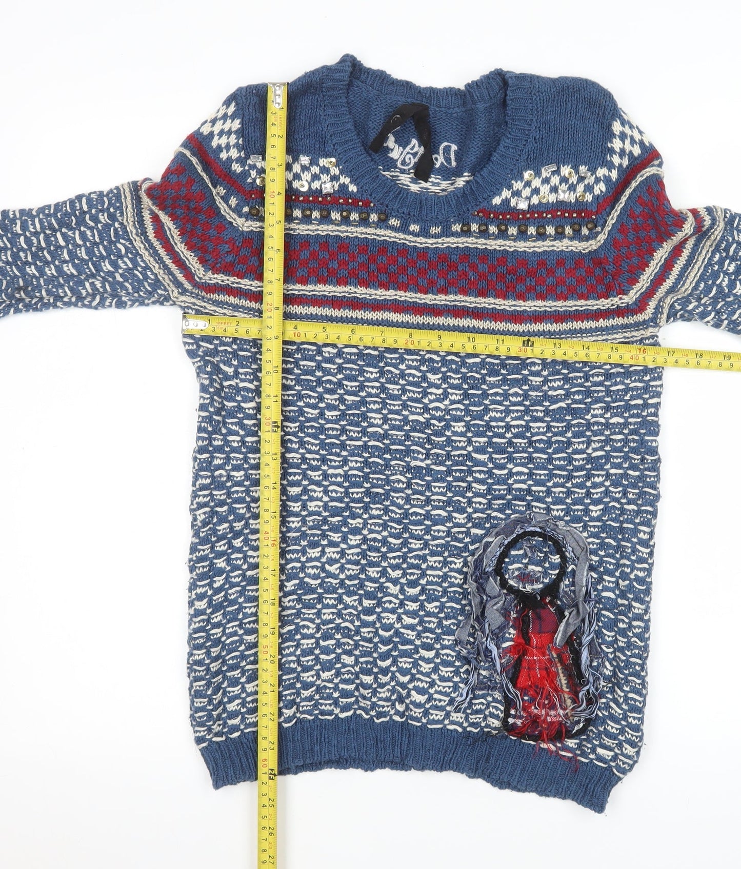 Womens UK Size 8 Desigual Blue Pullover Jumper