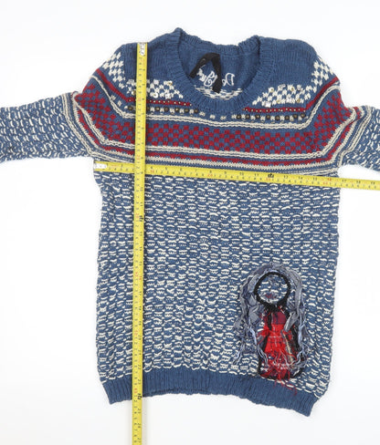Womens UK Size 8 Desigual Blue Pullover Jumper