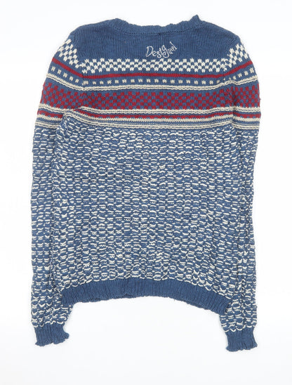 Womens UK Size 8 Desigual Blue Pullover Jumper