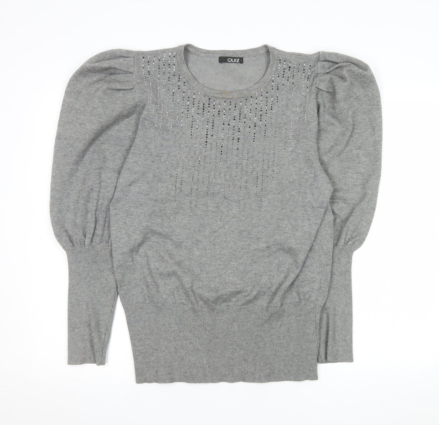 Womens UK Size L Quiz Grey Pullover Jumper