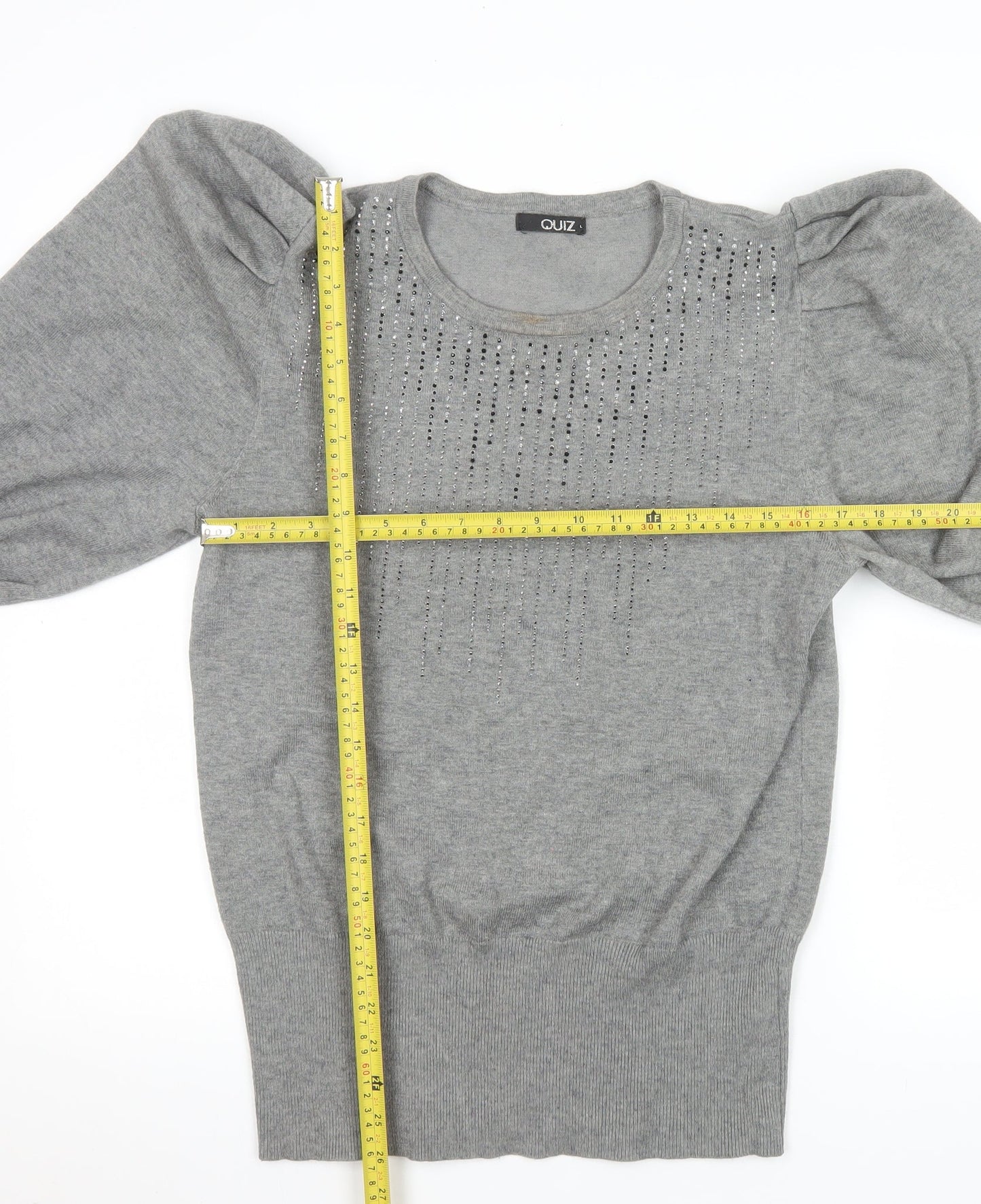 Womens UK Size L Quiz Grey Pullover Jumper