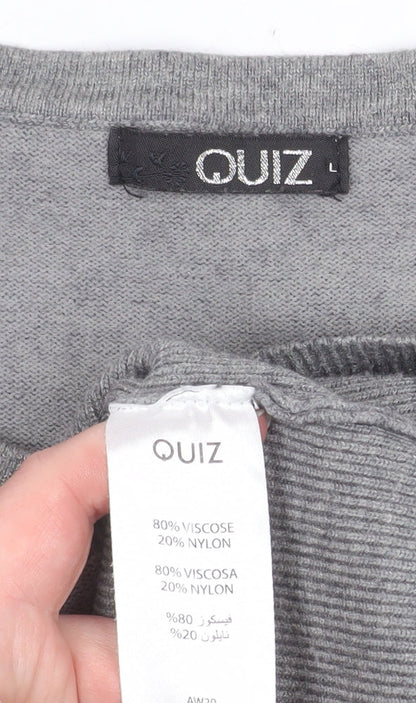 Womens UK Size L Quiz Grey Pullover Jumper