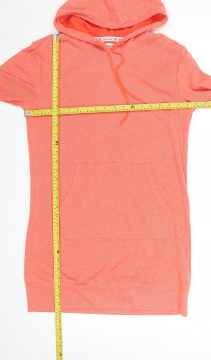White Mark Women’s Orange Hooded T-Shirt Dress Size S Casual