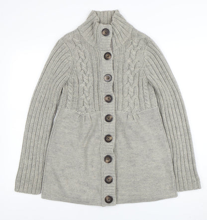 Next Women’s Grey Cable Knit Long Cardigan UK 10 Wool Blend