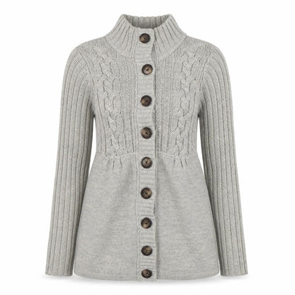 Next Women’s Grey Cable Knit Long Cardigan UK 10 Wool Blend