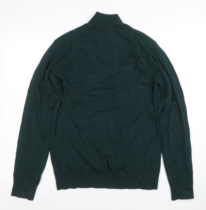 Replay Men's Green 1/4 Zip Long Sleeve Cotton Jumper Size M