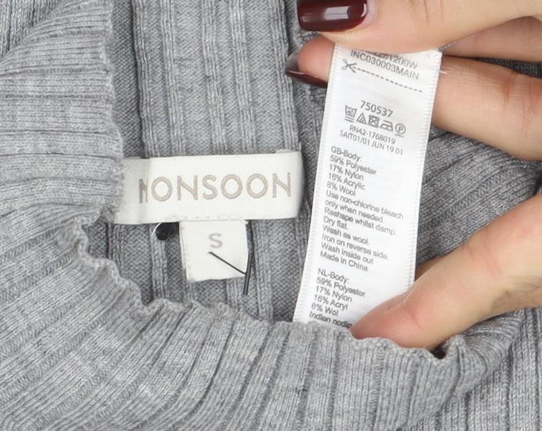 Womens UK Size S NOOSNOW Grey Pullover Jumper