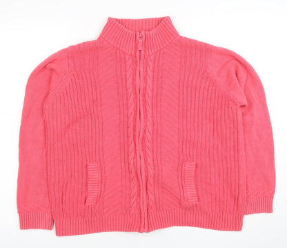 Womens UK Size L Isle Essentials Pink Full Zip Jumper