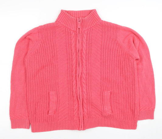 Womens UK Size L Isle Essentials Pink Full Zip Jumper