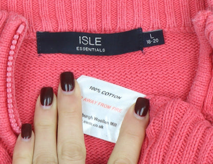 Womens UK Size L Isle Essentials Pink Full Zip Jumper