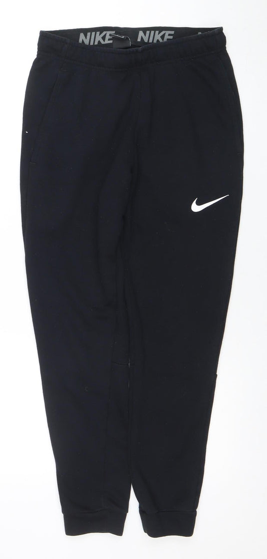 Nike Men's Black Dri-Fit Joggers Size S Regular Fit Breathable Tapered