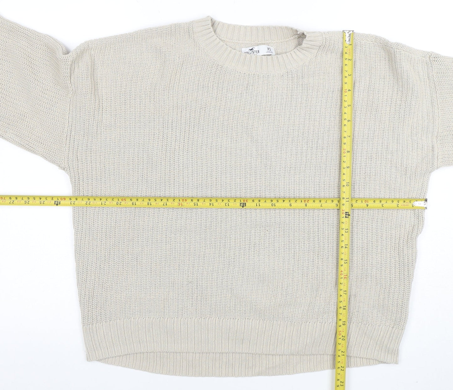 Womens UK Size XS Hollister Beige Pullover Jumper