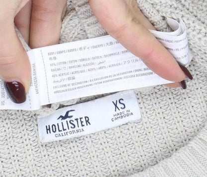 Womens UK Size XS Hollister Beige Pullover Jumper