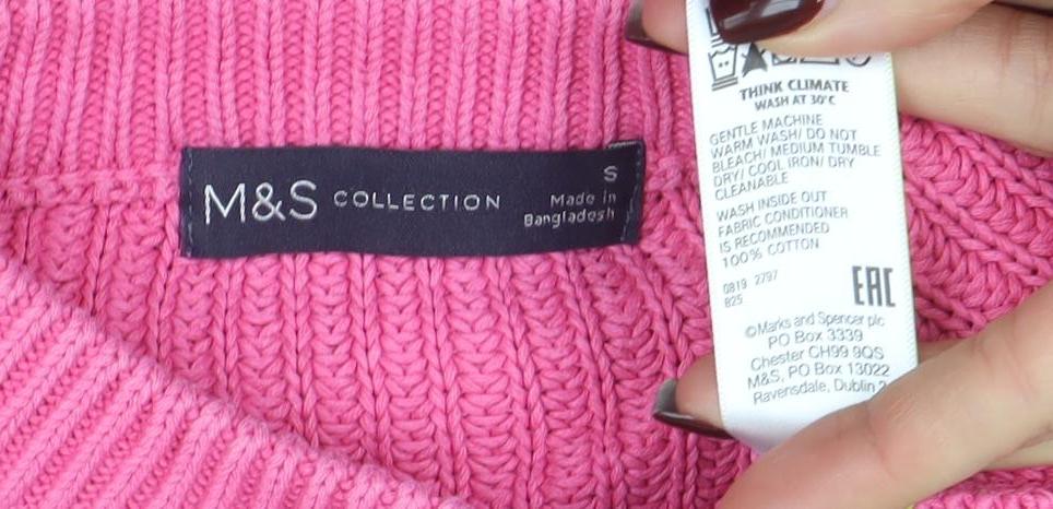 Womens UK Size S Marks and Spencer Pink Pullover Jumper