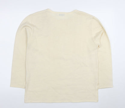 Damart Women’s Beige Embroidered Wool Blend Jumper Size 16/18