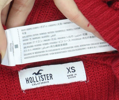 Womens UK Size XS Hollister Red Pullover Jumper