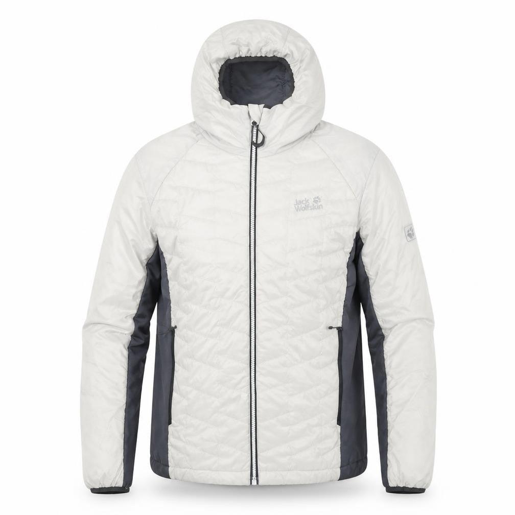 Jack Wolfskin Men's White Hooded Puffer Jacket Size M Water Resistant