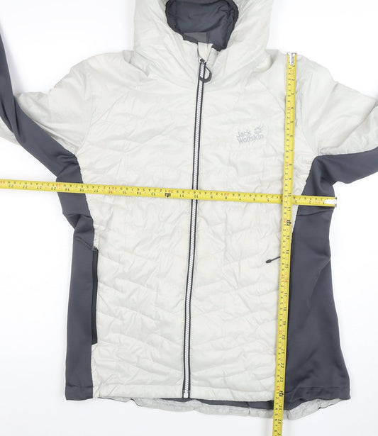 Jack Wolfskin Men's White Hooded Puffer Jacket Size M Water Resistant