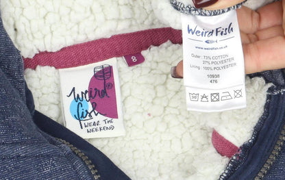Womens UK Size 8 Weird Fish Blue Full Zip Hoodie