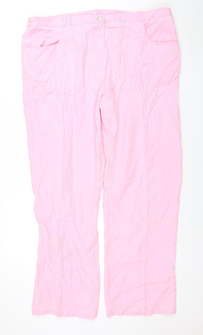 Womens UK Size 20 Ann Harvey Relaxed Fit CasualTravel Pink Trousers
